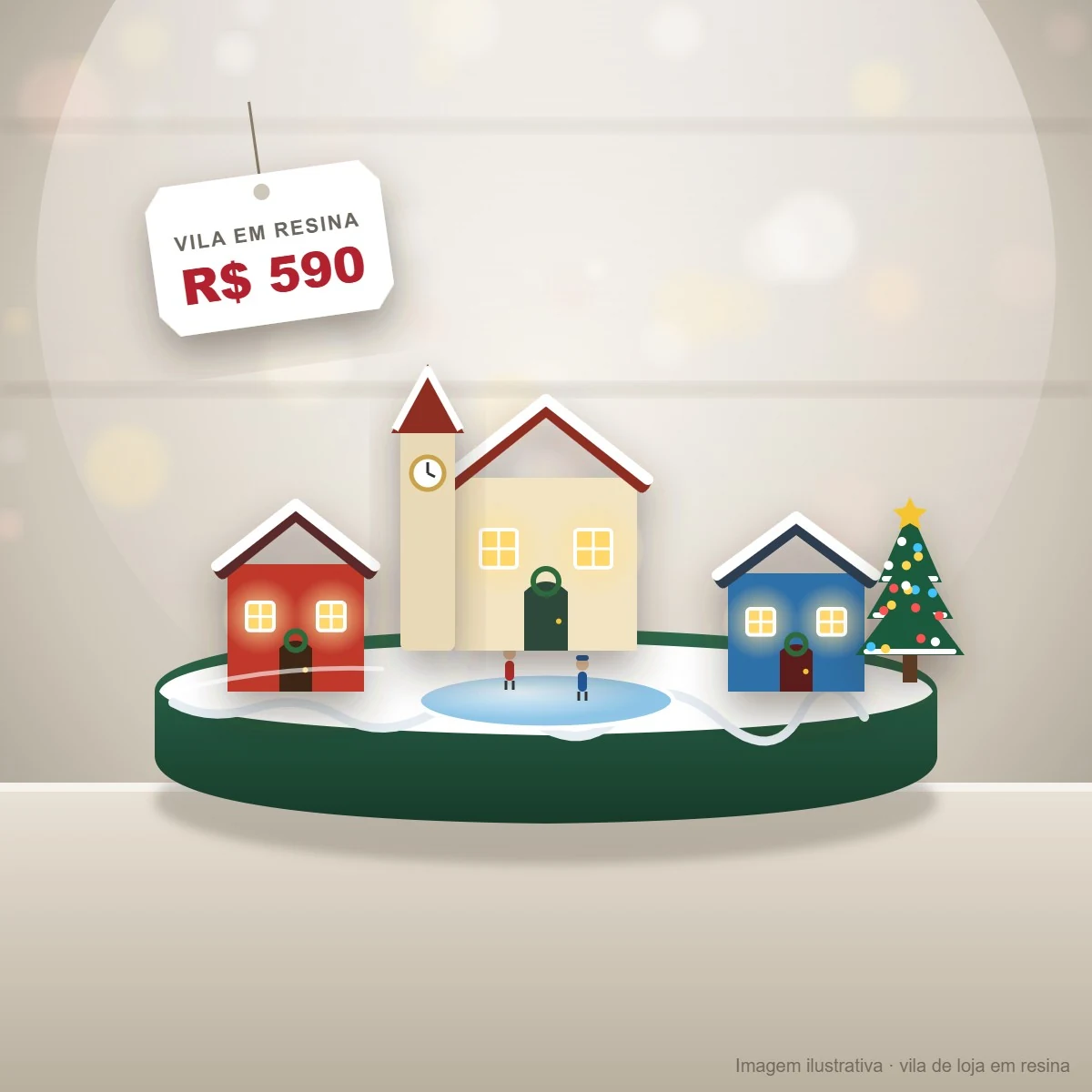 Vila de Natal de resina vendida em loja