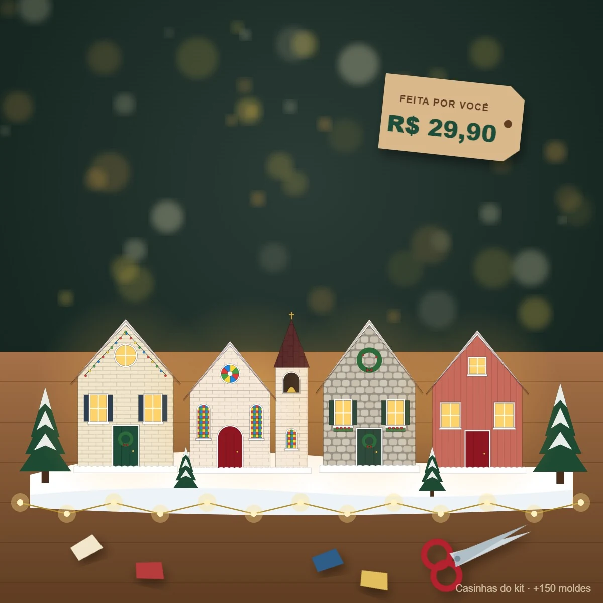 Vila de Natal de papel feita em casa